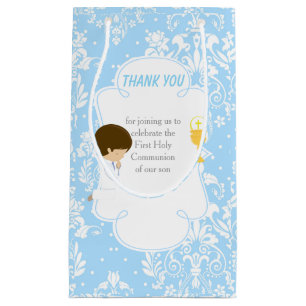 Petit Sac Cadeau Première communion Brunette Hair Boy Merci