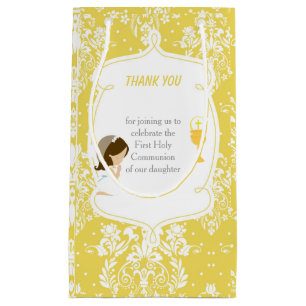 Petit Sac Cadeau Première Communion Brunette Merci de fille cheveux