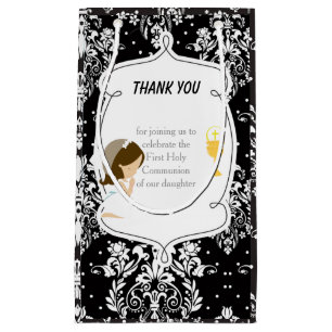 Petit Sac Cadeau Première Communion Brunette Merci de fille cheveux