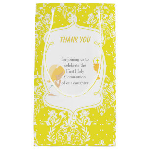 Petit Sac Cadeau Première Communion Damask Blonde fille Merci