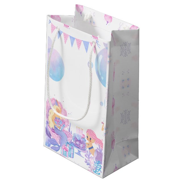 Petit Sac Cadeau Princess & Mermaid Birthday Invitation Card (Dos Angle)