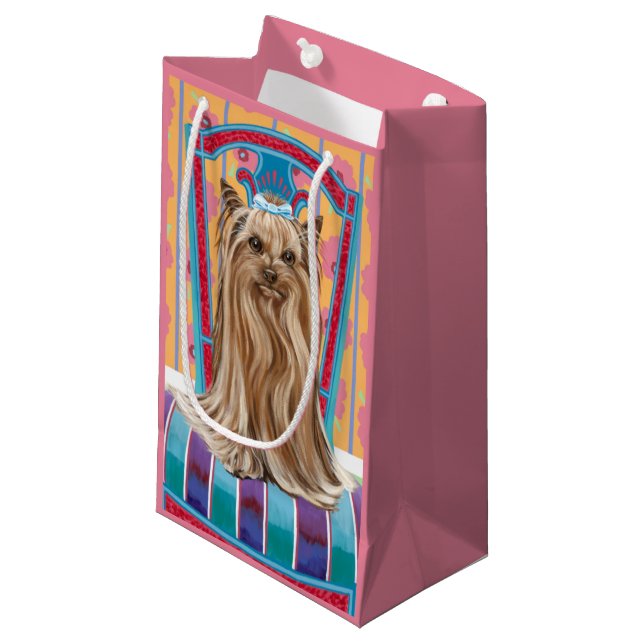 Petit Sac Cadeau Princesse de la Couronne Yorkie (Devant Angle)