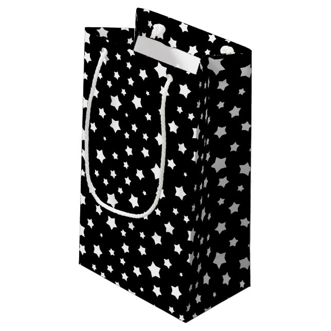 Petit Sac Cadeau Profil sous convention astérisque noir et blanc (Dos Angle)