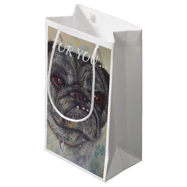 PETIT SAC CADEAU PUG MIGNON ET DOUX (Devant Angle)