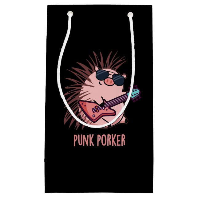 Petit Sac Cadeau Punk Porker Funny Punk Rocker Pig Pun Dark BG (Devant)