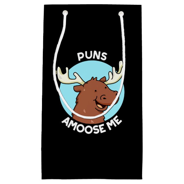 Petit Sac Cadeau Puns Amoose Me Drôle Moose Pun Moose Dark BG (Devant)