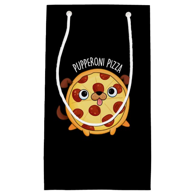 Petit Sac Cadeau Pupperoni Pizza Funny Pizza Pun Dark BG (Devant)