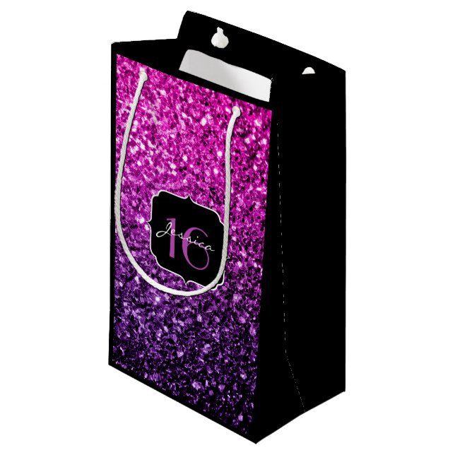 Petit Sac Cadeau Purple Pink Ombre parties scintillant scintille Sw (Devant Angle)