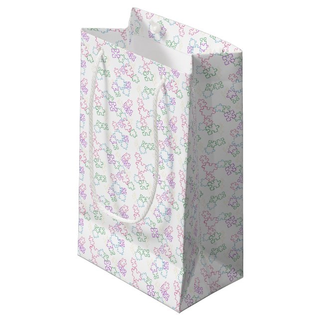 Petit Sac Cadeau Puzzles - Contour été sur fond blanc (Devant Angle)