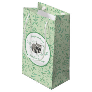 Petit Sac Cadeau Raccoon Baby shower Bois Animaux