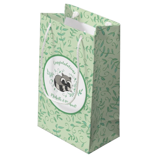 Petit Sac Cadeau Raccoon Baby shower Bois Animaux (Dos Angle)