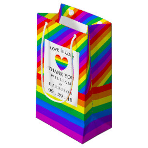 Petit Sac Cadeau Rainbow Heart Love is Love Mariage