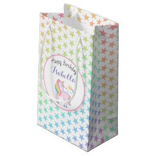 Petit Sac Cadeau Rainbow Stars & Magical Unicorn Joyeux anniversair