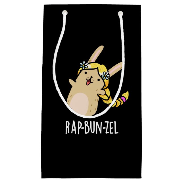 Petit Sac Cadeau Rap-bun-zel Funny Bunny Pun Dark BG (Devant)