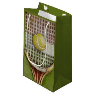 Petit Sac Cadeau Raquette de tennis avec la boule s'étendant sur la