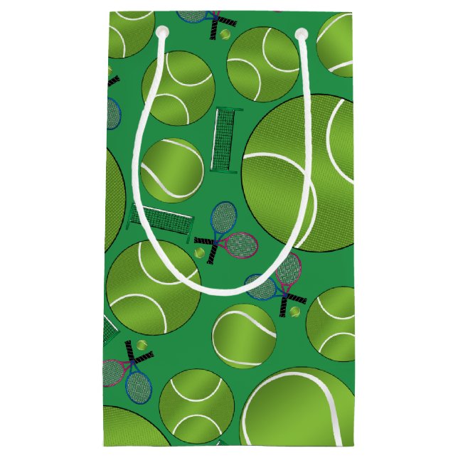 Petit Sac Cadeau Raquettes et filets verts de balles de tennis (Devant)