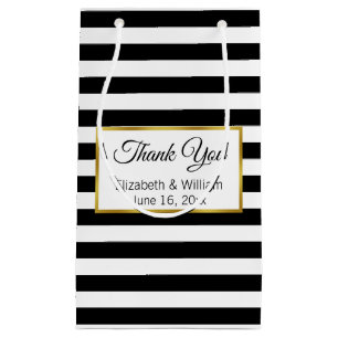 Petit Sac Cadeau Rayé noir et blanc des textes faits sur commande