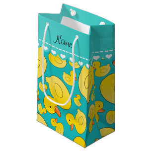 Petit Sac Cadeau Rayure bleue de rubberducks nommés faits sur