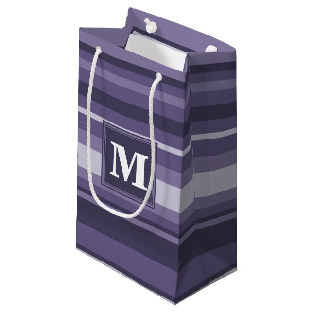 Petit Sac Cadeau Rayures violettes de cuir monogramme (Devant Angle)