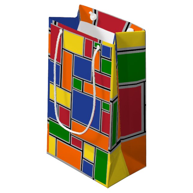 Petit Sac Cadeau Rectangles colorées (Devant Angle)