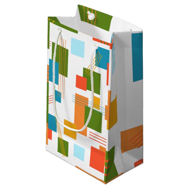 Petit Sac Cadeau Rectangles et lignes Abstraites (Devant Angle)