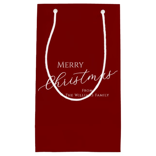 Petit Sac Cadeau Red Modern Minimalist Merry Christmas (Devant)