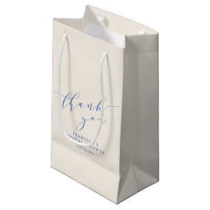 Petit Sac Cadeau Remerciements de Baby Shower Mariage Script Bleu M