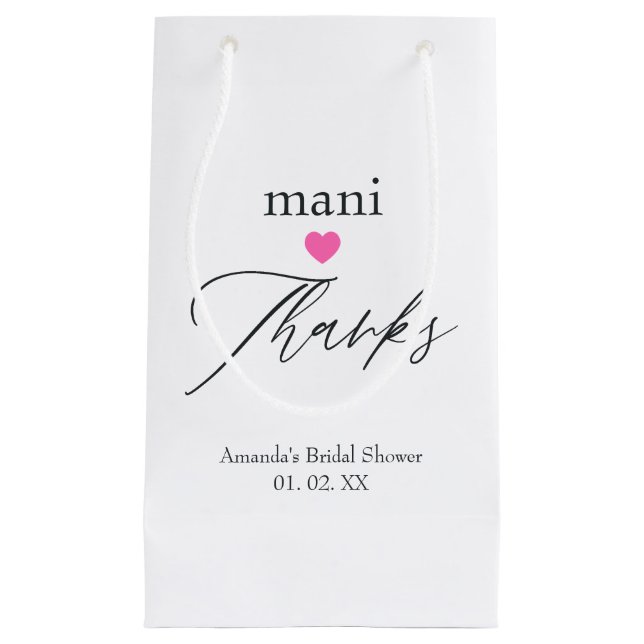 Petit Sac Cadeau Remerciements manucure rose (Devant)