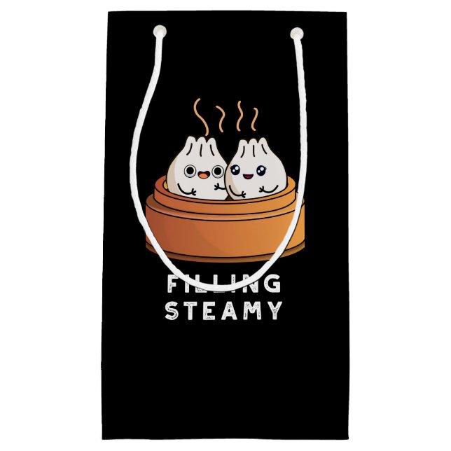Petit Sac Cadeau Remplissage Steamy Funny Dimsum Bao Pun Dark BG (Devant)