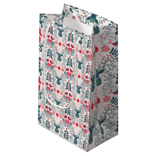 Petit Sac Cadeau Rennes scandinaves (Devant Angle)