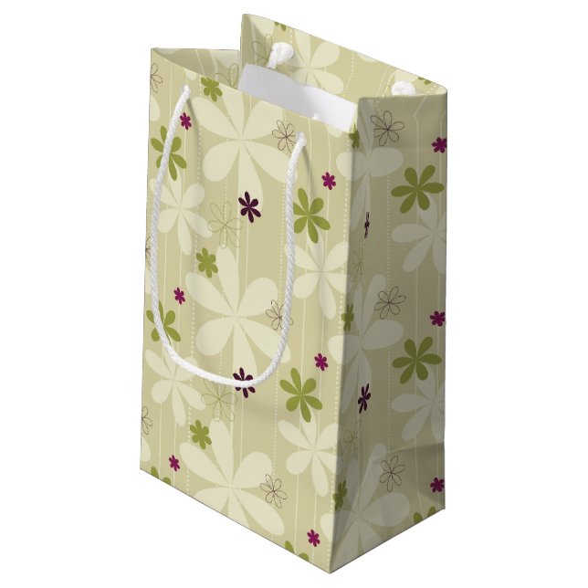 Petit Sac Cadeau Rétro arrière - plan floral (Dos Angle)