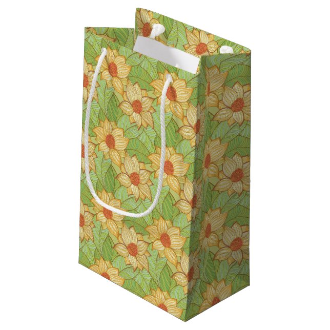 Petit Sac Cadeau Rétro motif de magnolia (Dos Angle)