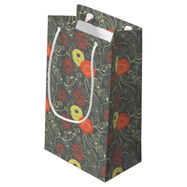 Petit Sac Cadeau Rétro motif floral (Dos Angle)