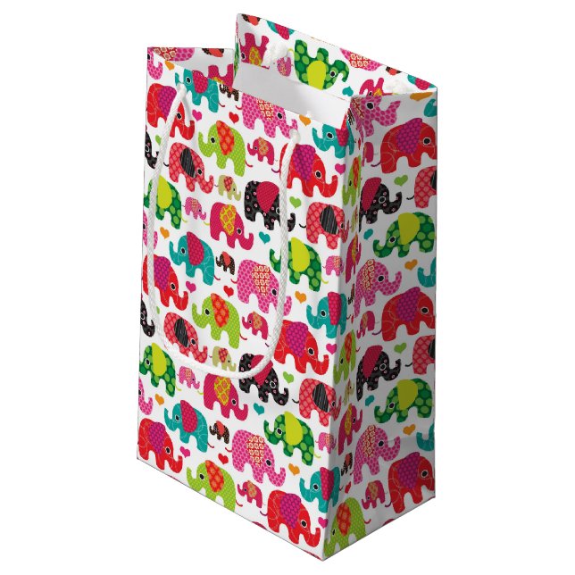 Petit Sac Cadeau rétro papier peint de motif d'enfants d'éléphant (Dos Angle)