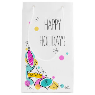 Petit Sac Cadeau Retro Tree Baubles Coin Vacances petits