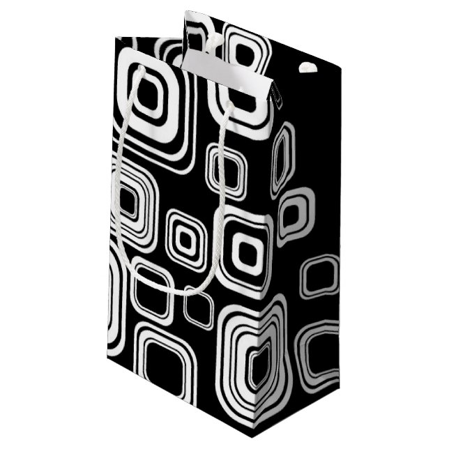 Petit Sac Cadeau Rétros carrés noirs et blancs (Dos Angle)