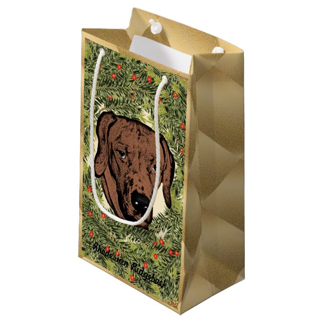 Petit Sac Cadeau Rhodesian Ridgeback Wreath (Devant Angle)
