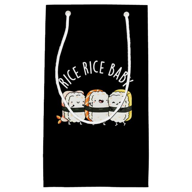 Petit Sac Cadeau Riz Bébé Funny Sushi Alimentation Pun Dark BG (Devant)
