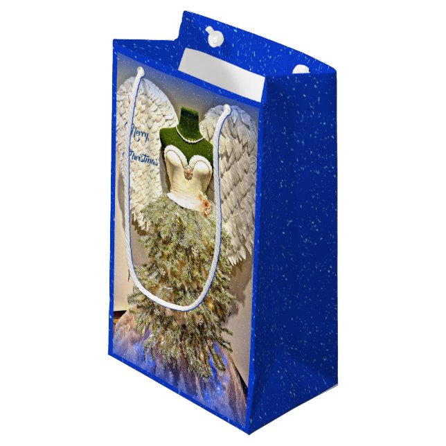 Petit Sac Cadeau Robe Angel Mannequin Forme Arbre de Noël (Devant Angle)