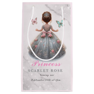 Petit Sac Cadeau Robe princesse en argent rose Fête d'anniversaire