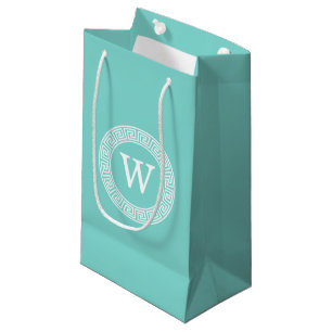 Petit Sac Cadeau Robin Oeuf Wht Grille Grecque Cadre Rnd Initial Mo