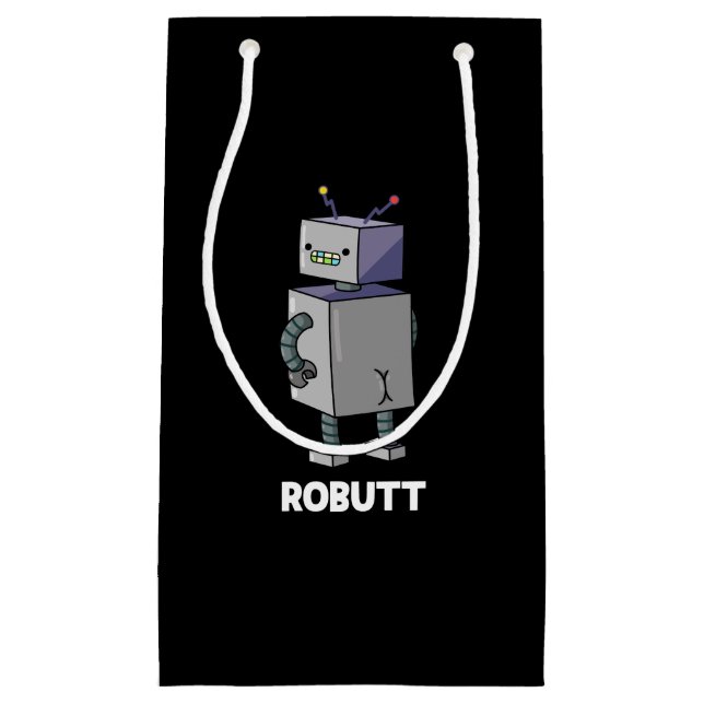 Petit Sac Cadeau Robutt Funny Robot Pun Dark BG (Devant)