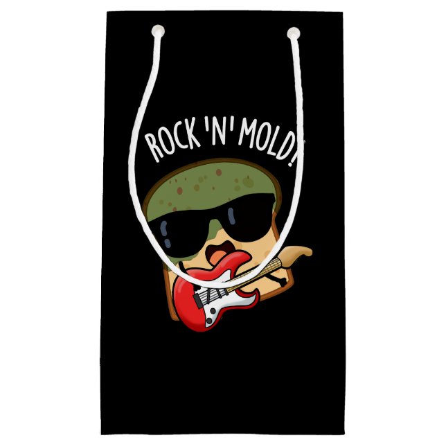 Petit Sac Cadeau Rock n Moisissure Funny Pun de pain Dark BG (Devant)