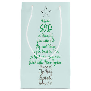Petit Sac Cadeau Romains 15:13 God Hope Joy & Peace Christmas Card