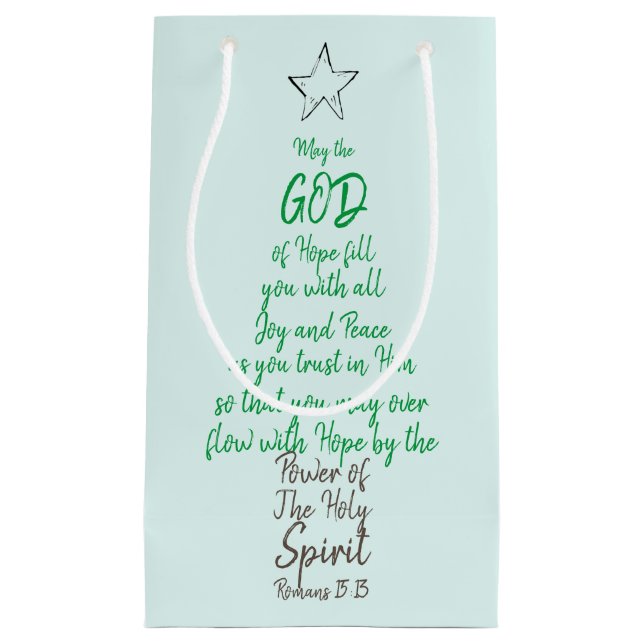 Petit Sac Cadeau Romains 15:13 God Hope Joy & Peace Christmas Card (Devant)