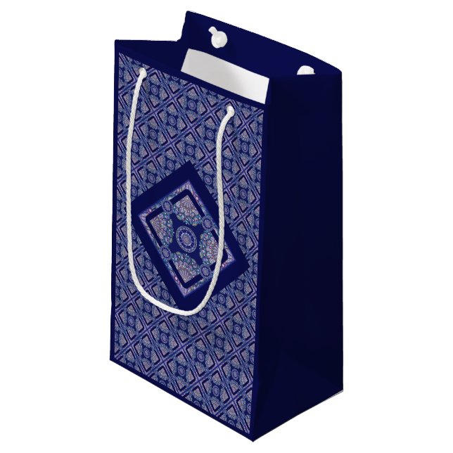 Petit Sac Cadeau Rosace bleue (Devant Angle)