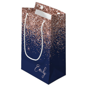 Petit Sac Cadeau Rose bleu marine Gold Blush Pink Parties scintilla