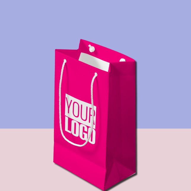 Petit Sac Cadeau Rose Chaud - ajouter un logo gras (Créateur téléchargé)