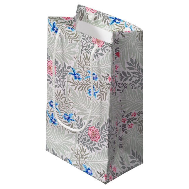 Petit Sac Cadeau Rose et Larkspur, William Morris (Devant Angle)