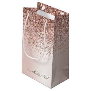 Petit Sac Cadeau Rose Gold - Parties scintillant rose pâle Nom du m